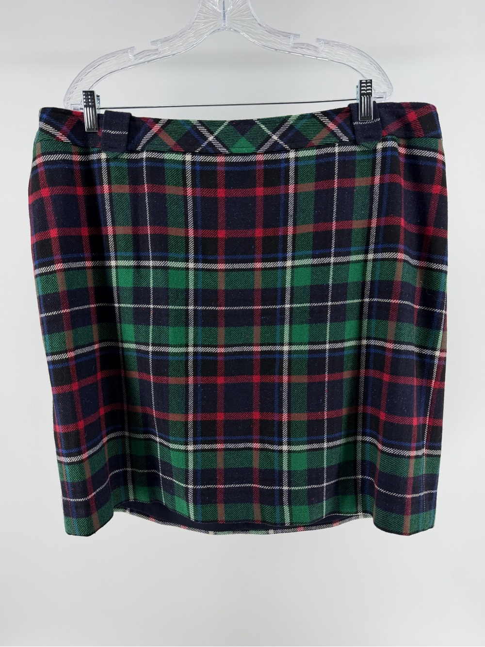 Talbots Wool Blend Blue Green Plaid Skirt, Career Office Holiday, Women's 18W